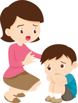 Mother comforts and encourages lonely and sad son png
