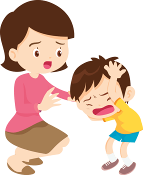 mother knelt down beside her son who had a headache and wiped away his tears png