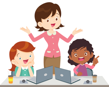 The kids practice coding under their teacher guidance png