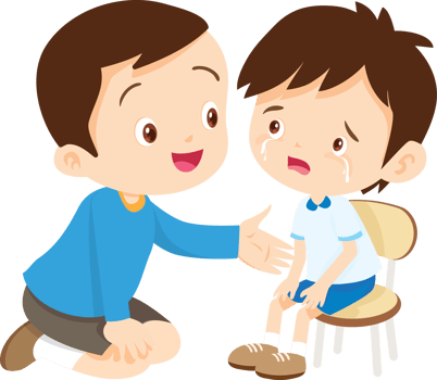 Kindhearted brother sitting beside his sad younger sibling, offering support png