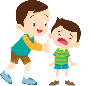 Comforting sad children with friend png