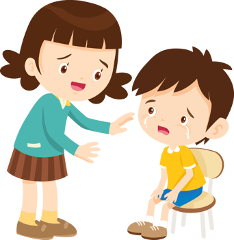 worried sister comforts a young boy with tears in his eyes png