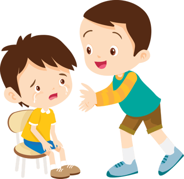 Child offering a hand of support to a friend feeling down png