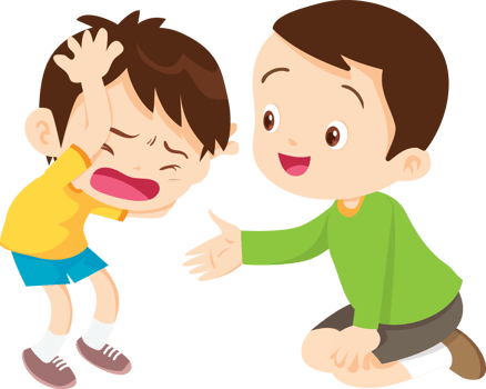 Caring brother wipes away tears for younger brother png