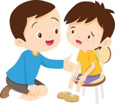 young boy helps his classmate who is feeling down png