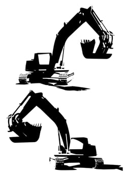 Digger stylized illustrations vector