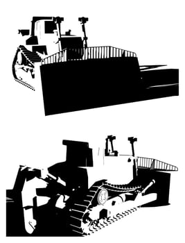 Crawler bulldozer poster template vector