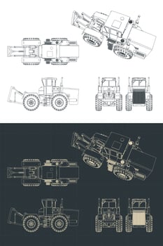 Tractor blueprints illustrations vector