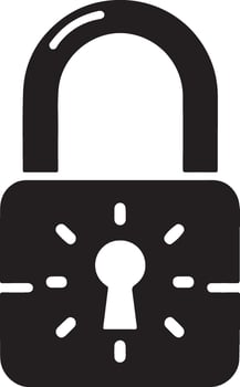 Lock icon, black isolated on white background, illustration. vector