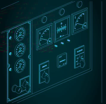Diesel generator control panel closeup vector