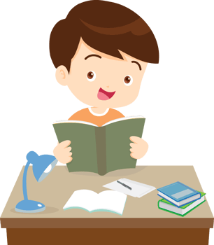 kid learning doing homework read and writing on desk png