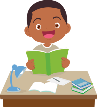 kid learning doing homework read and writing on desk png
