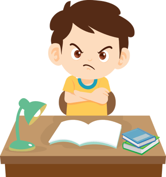 kid learning doing homework read and writing on desk png