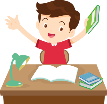 kid learning doing homework read and writing on desk png