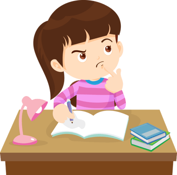 kid learning doing homework read and writing on desk png