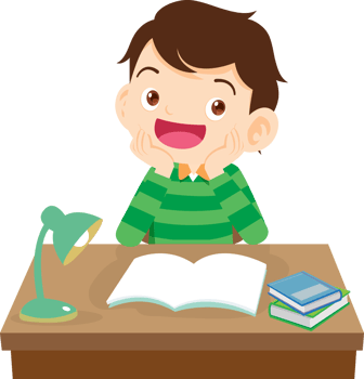kid learning doing homework read and writing on desk png