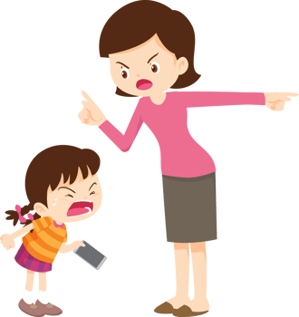 parent angry scold kid mobile phone addicted png