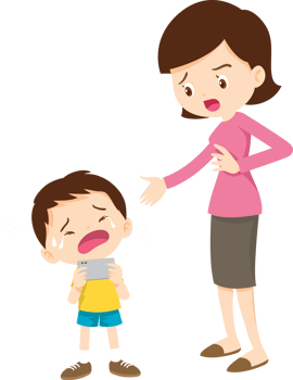 parent angry scold kid mobile phone addicted png