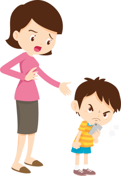 parent angry scold kid mobile phone addicted png