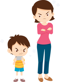 parent angry scold kid mobile phone addicted png