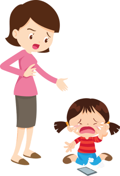 parent angry scold kid mobile phone addicted png