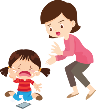 parent angry scold kid mobile phone addicted png