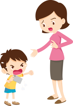 parent angry scold kid mobile phone addicted png