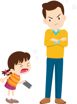 parent angry scold kid mobile phone addicted png