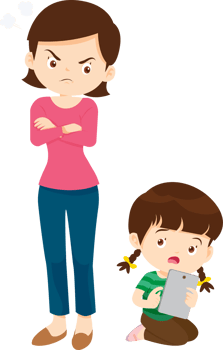 parent angry scold kid mobile phone addicted png