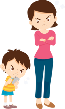 parent angry scold kid mobile phone addicted png