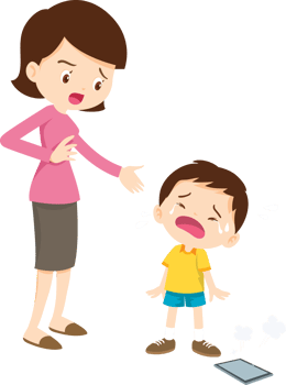 parent angry scold kid mobile phone addicted png