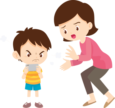 mother scolding her son for spending the entire day on a game online png