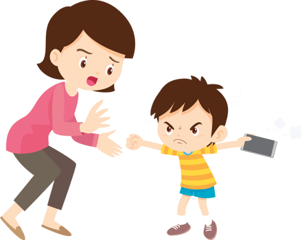 Child developing mood swings due to excessive mobile phone use png