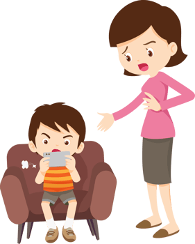 Child refusing to eat because they are too focused on a mobile game png