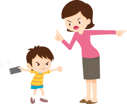 Child becoming aggressive when screen time is limited png
