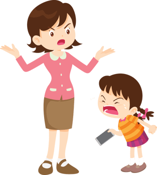 Child having an emotional breakdown after losing access to a smartphone png