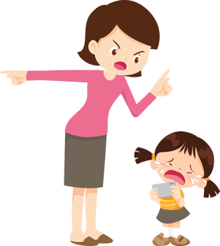 Young girl begging her parents to let her use a smartphone longer png