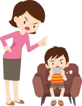 Child ignoring parents while being engrossed in smartphone png