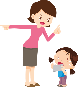 parent angry scold to kid addicted mobile phone png