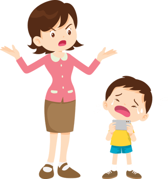 Child sobbing while looking at a turned-off tablet screen png