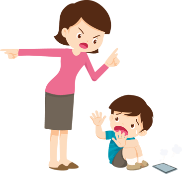 mother struggling to discipline his child addicted to mobile games png
