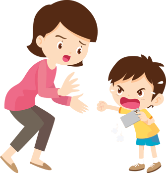 child throws a tantrum at mother when he is not allowed to play with mobile phone png