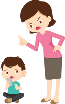 Parents struggling to get their child attention away from screen png