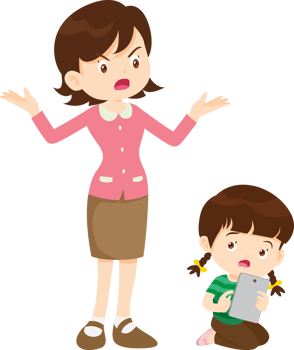 Mother feeling sad as her child prefers a screen over real conversations png