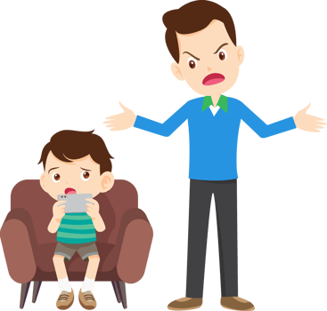Child ignoring parents while being engrossed in a smartphone png