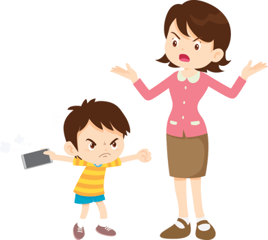Child lashing out at parents for restricting internet access png