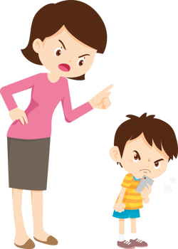 mother punishing her son excessive smartphone use png