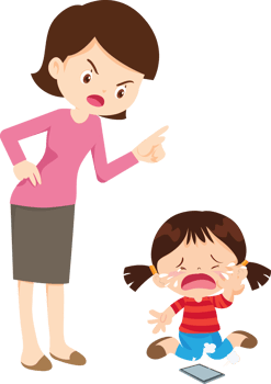 Little girl crying after being told she can not play mobile games png