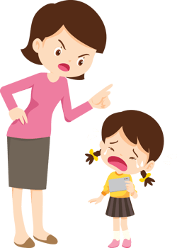 Young girl crying in frustration as her parents limit screen time png