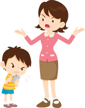 Mother trying to connect with her son, but he is too focused on his mobile screen png